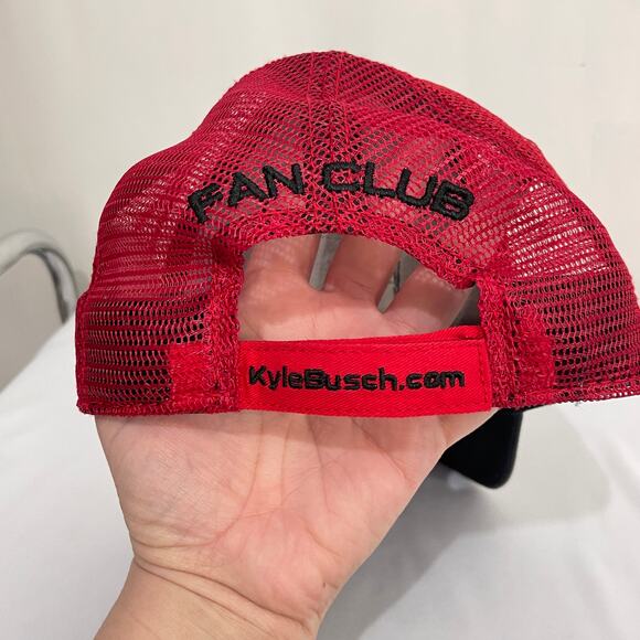 Kyle Busch Motorsports Fan Club Cap Snapback Trucker Hat Red Black Auto Racing - Picture 4 of 9